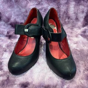 Mary Jane Style Heels Black faux Leather